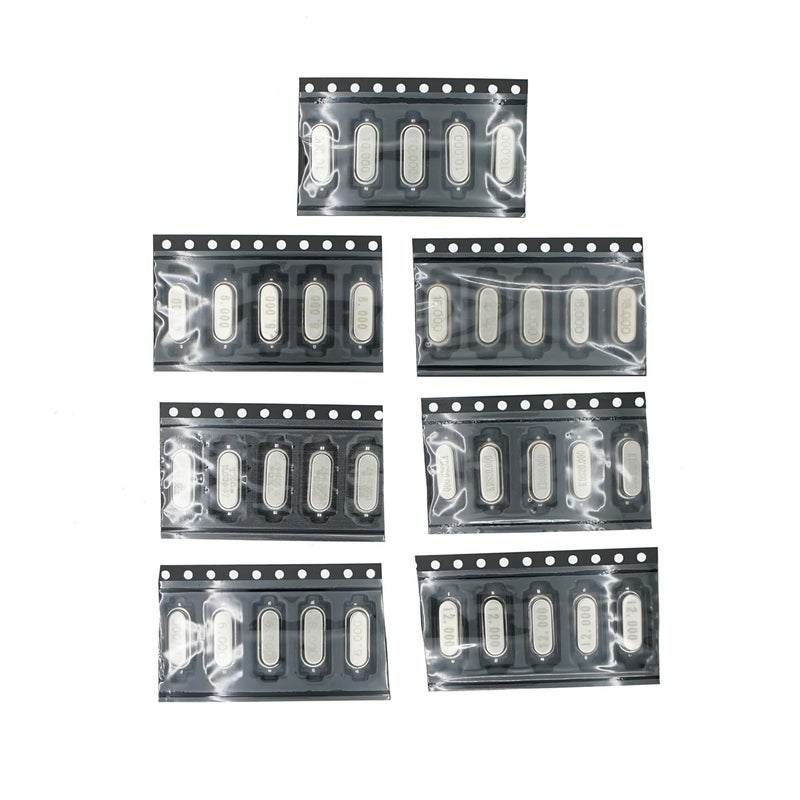 7 Values * 5 Pieces 49S Surface Mount Passive Quartz Crystal Oscillator Kit Including 6Mhz 8Mhz 10Mhz 12Mhz 16Mhz 20Mhz 11.0592Mhz